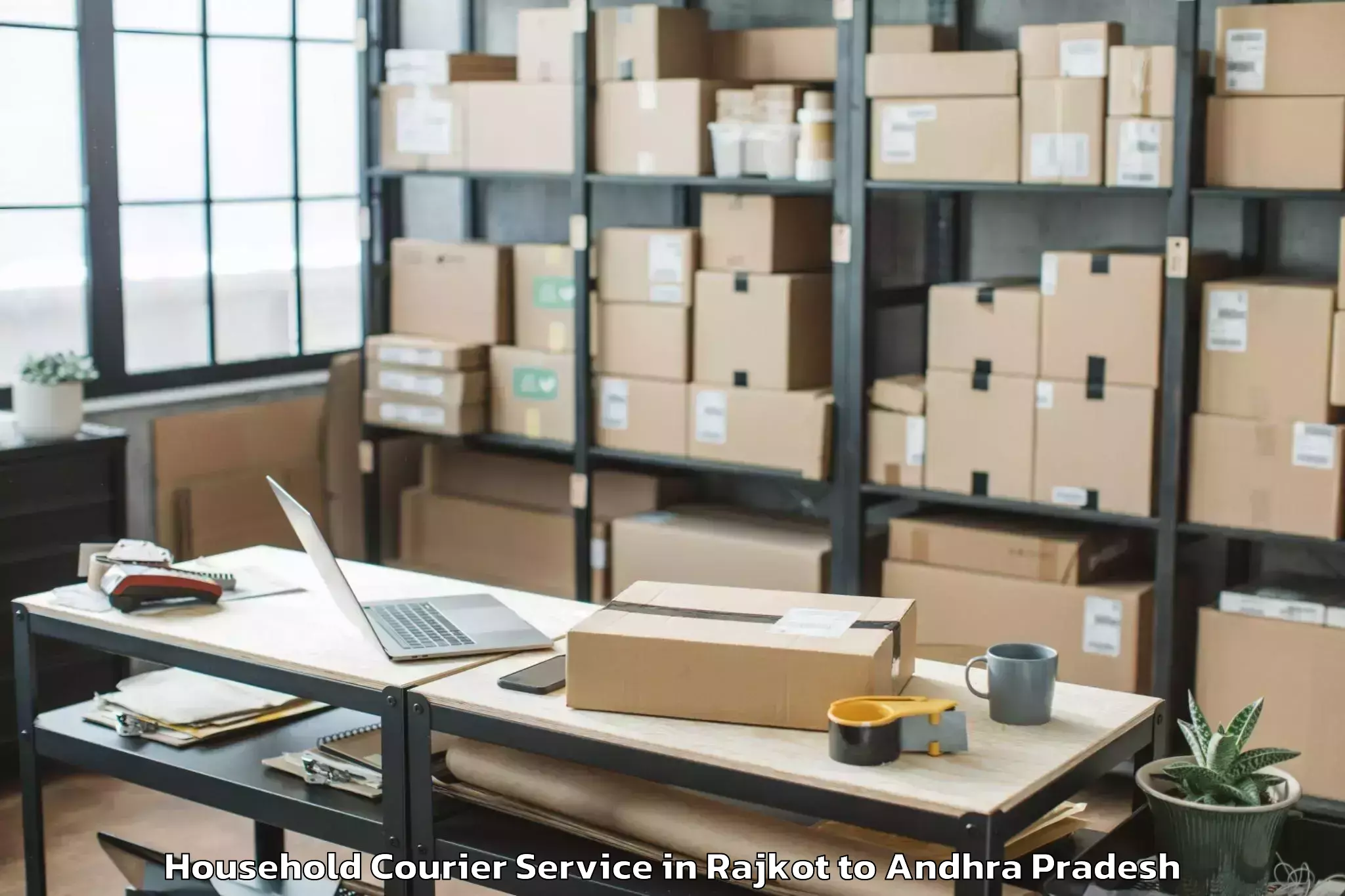 Reliable Rajkot to Peda Araveedu Household Courier